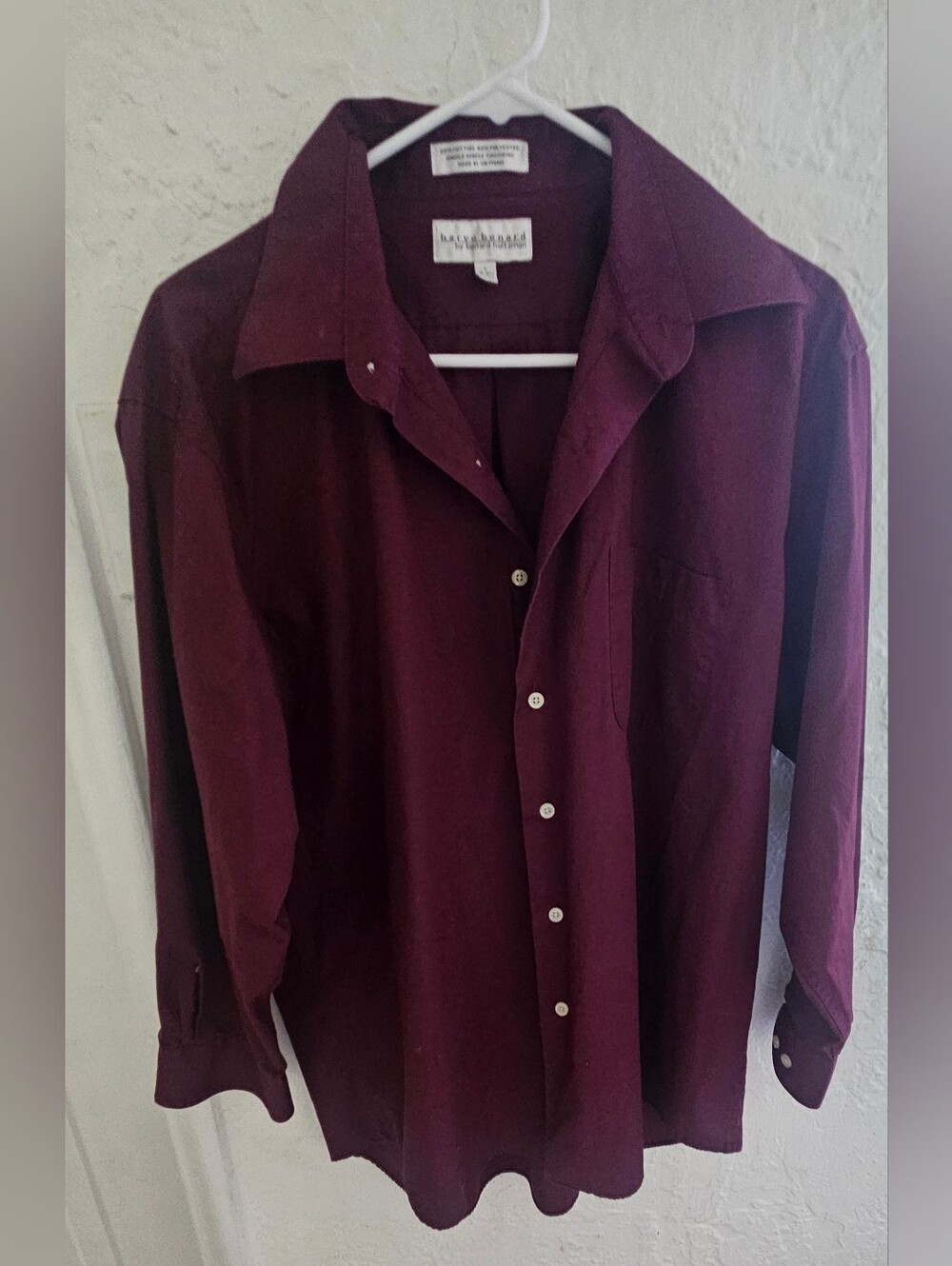 Harvé Benard by Benard Holtzman Dress Shirt Size L (16-16.5 32/33) Burgundy